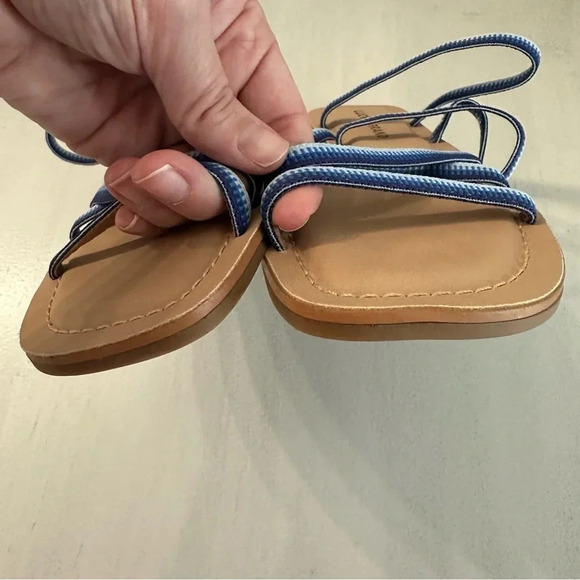 Lucky Brand Women’s Bizell Blue Striped Strappy Padded Sandal Size 7.5 GUC - Picture 5 of 7